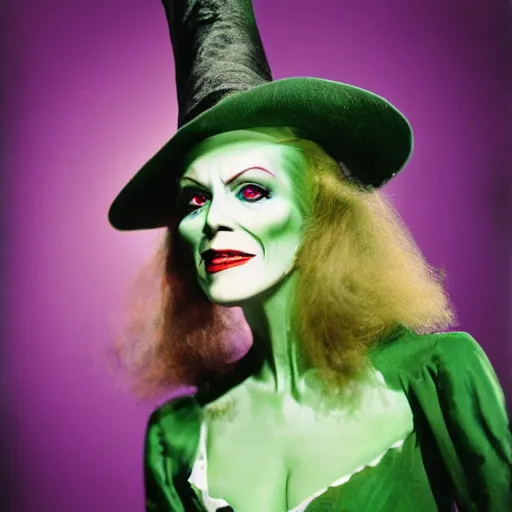 Image similar to wicked witch of the west, color film,