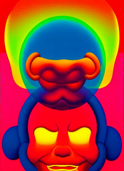 Image similar to devil by shusei nagaoka, kaws, david rudnick, airbrush on canvas, pastell colours, cell shaded, 8 k