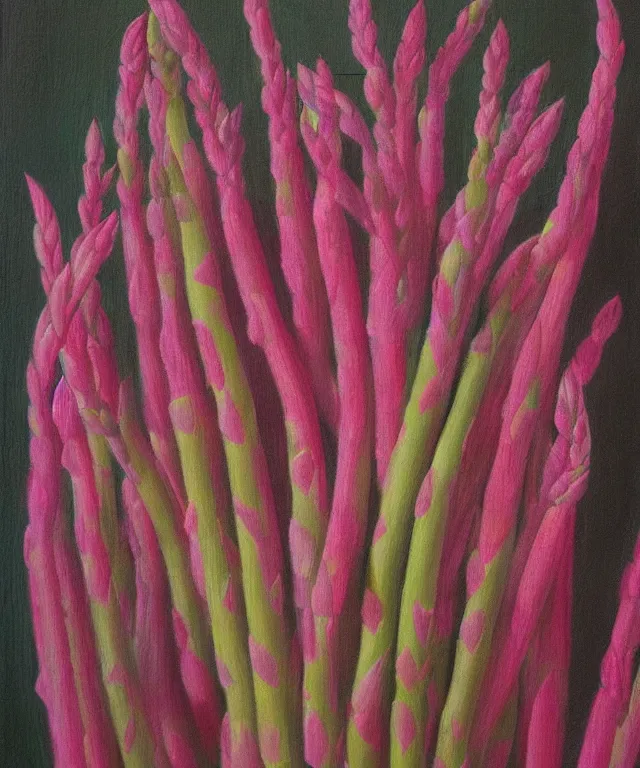 Image similar to pink asparagus, oil painting