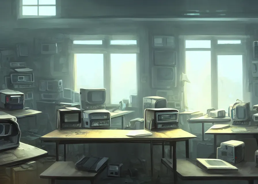 KREA - visual novel classroom background, highly detailed, natural light