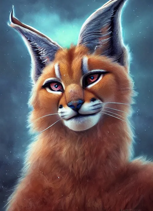 Image similar to cute fluffy caracal as apollo ancient greek god, details, fantasy, epic, ancient greek city, intricate, decadent, highly detailed, octane render, digital painting, artstation, concept art, sharp focus, illustration, art by artgerm, loish, wlop