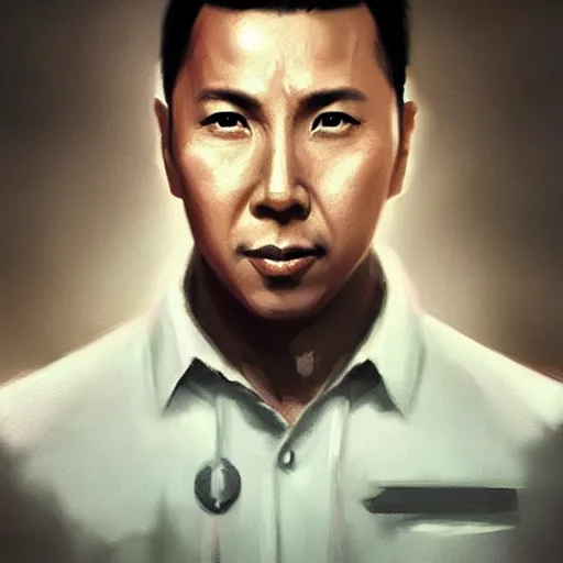 Image similar to “ portrait of donnie yen by greg rutkowski, young, attractive, highly detailed portrait, scifi, digital painting, artstation, concept art, smooth, sharp foccus ilustration, artstation hq ”