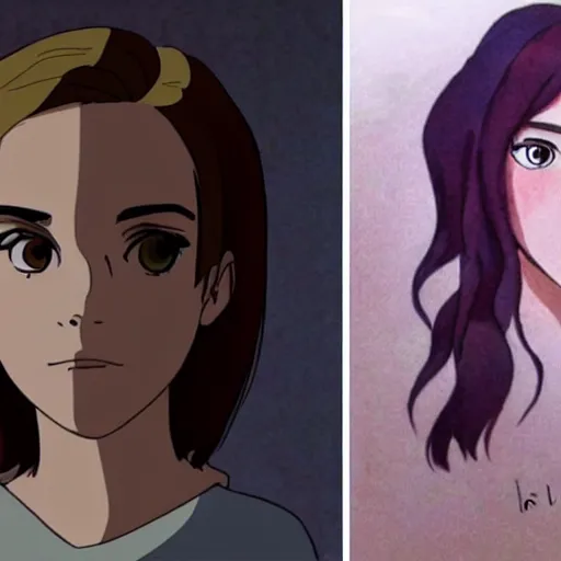 Prompt: emma watson in the style of studio ghibli