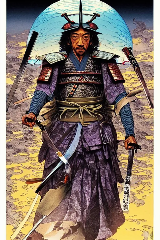 Image similar to poster of giancarlo esposito as a samurai, by yoichi hatakenaka, masamune shirow, josan gonzales and dan mumford, ayami kojima, takato yamamoto, barclay shaw, karol bak, yukito kishiro