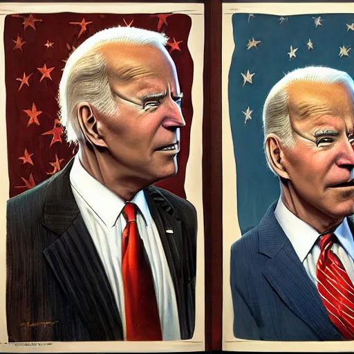 Image similar to terrifying, surreal portrait of joe biden by j. c. leyendecker, bosch, william blake, stephen gammell, jon mcnaughton, and beksinski