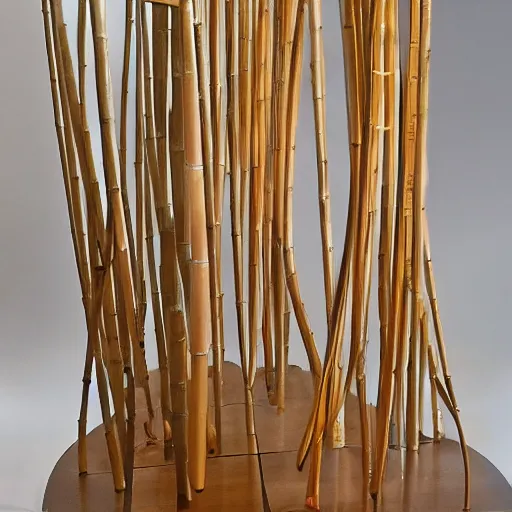 Image similar to a kinetic sculpture made with bamboo