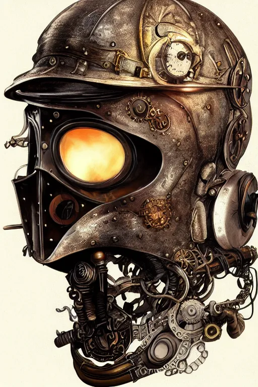 Image similar to steampunk helmet fantasy art mask robot ninja stylized digital illustration sharp focus, elegant intricate digital painting artstation concept art global illumination ray tracing advanced technology chaykin howard and campionpascale and cooke darwyn and davis jack