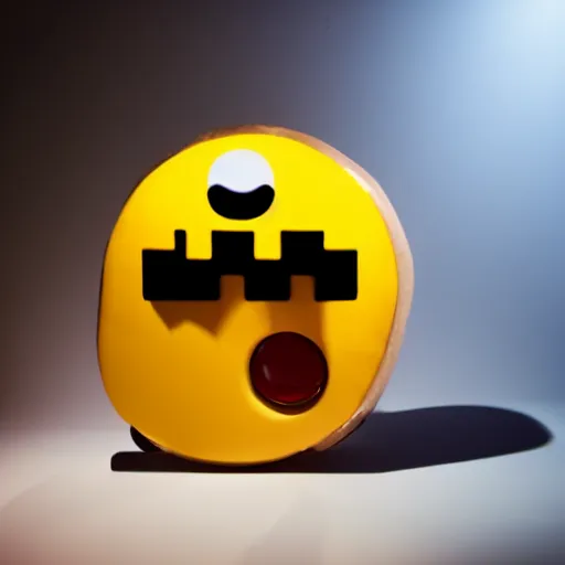 Prompt: photographic portrait of Pac-Man wearing a suit, studio lighting, photorealistic