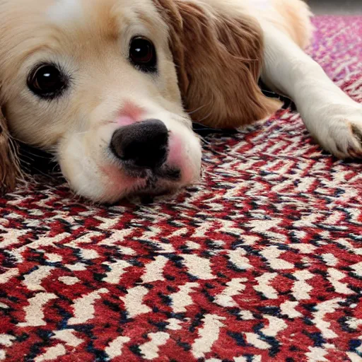 Prompt: photo of an amalgamation of a carpet and a cute dog