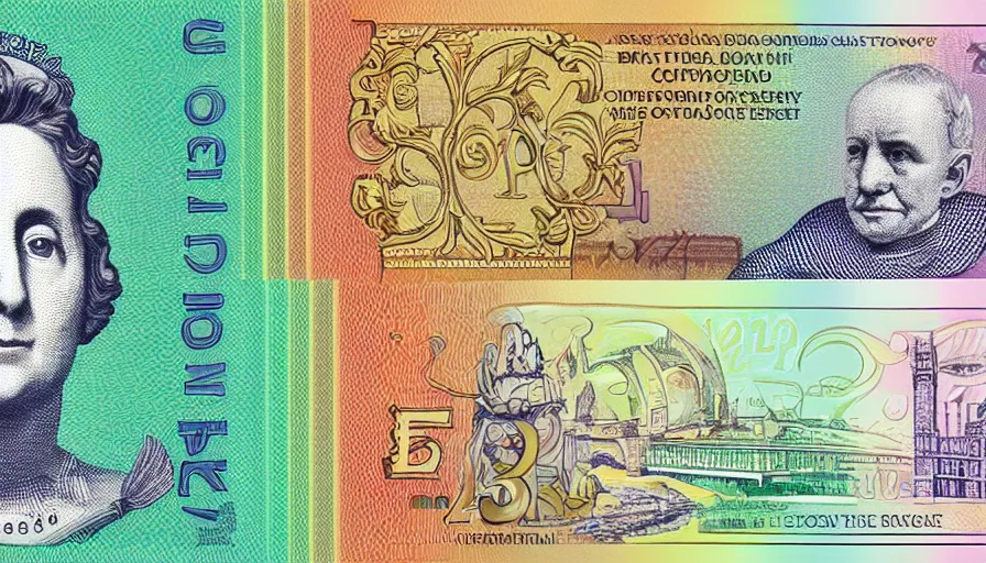 Image similar to concept design of british £ 5 0 note for the year 2 0 3 3