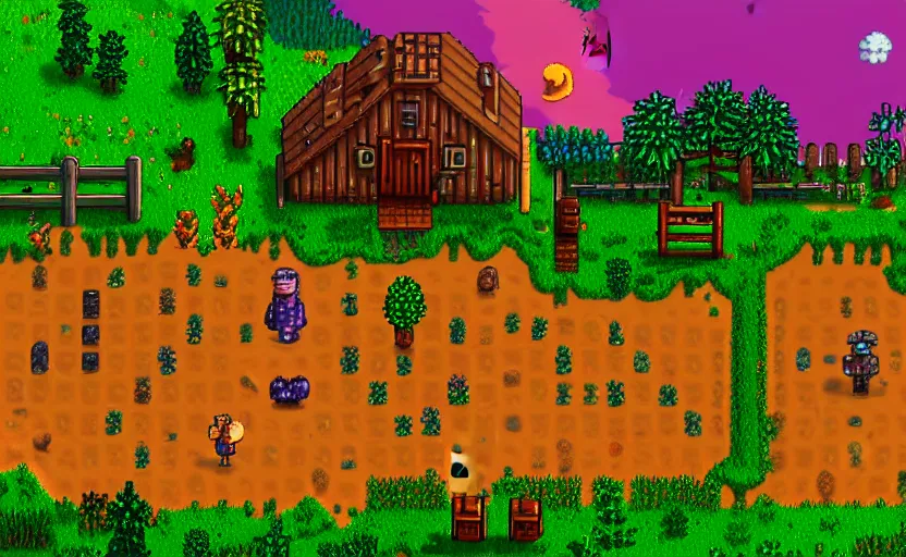 Image similar to frogs playing stardew valley, highly detailed, extremely high quality, hd, 4 k, 8 k, professional photographer, 4 0 mp, lifelike, top - rated, award winning, cinematic, realistic, detailed lighting, detailed shadows, sharp, no blur, edited, corrected, trending