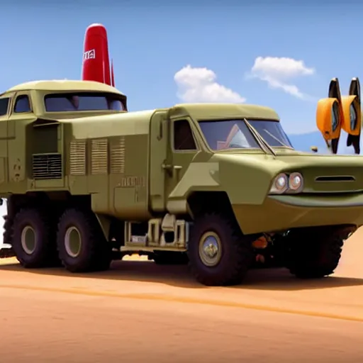 Image similar to HIMARS in Cars Pixar movie