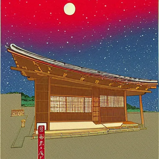 Image similar to An old traditional Japanese house by masashi kishimoto, a bright night sky