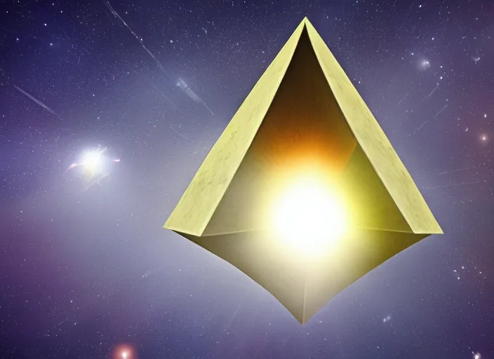 Prompt: a hyper realistic star tetrahedron floating in space, composition, photorealistic, epic