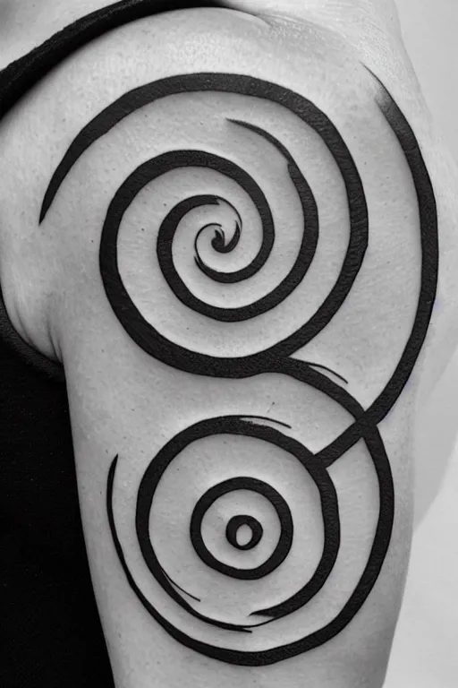 Image similar to a simple tattoo design of flying birds in a 8 shape spiral, black ink, logo