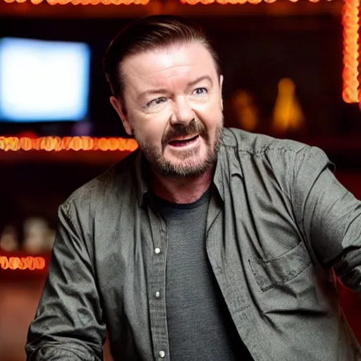 Image similar to ricky gervais on forged in fire