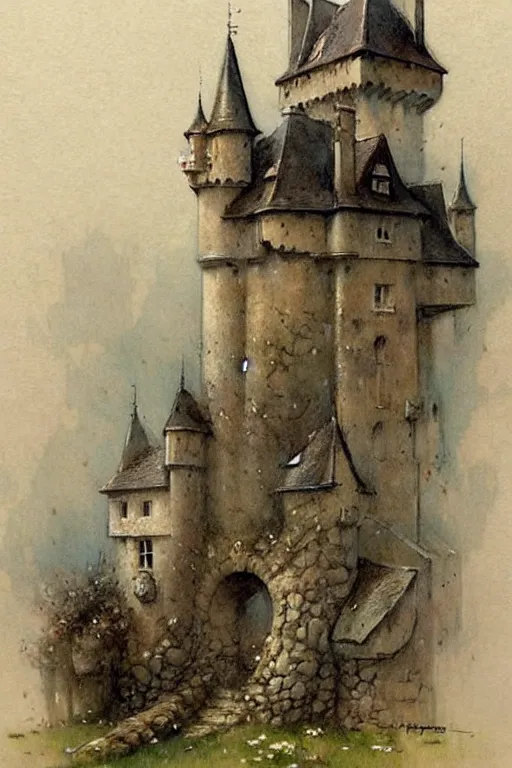 Image similar to (((((1950s castle. muted colors.))))) by Jean-Baptiste Monge !!!!!!!!!!!!!!!!!!!!!!!!!!!