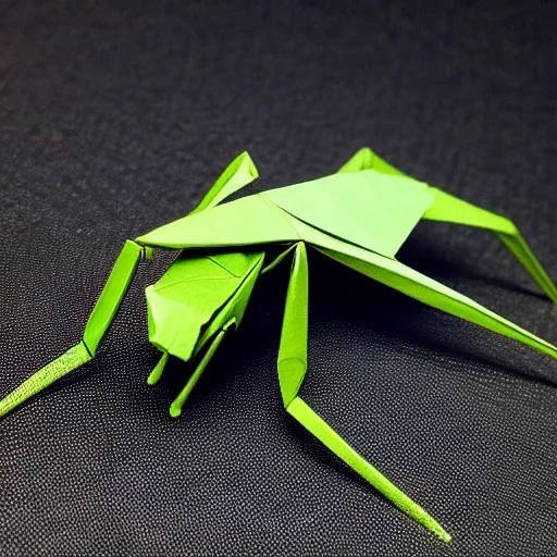 Image similar to origami mantis, ultra realistic, studio shot, dramatic lighting, close up