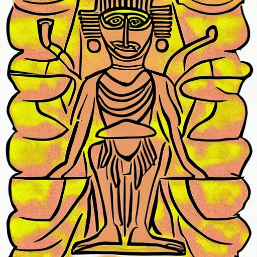 Prompt: canaanite deity, formline art style, symmetrical composition