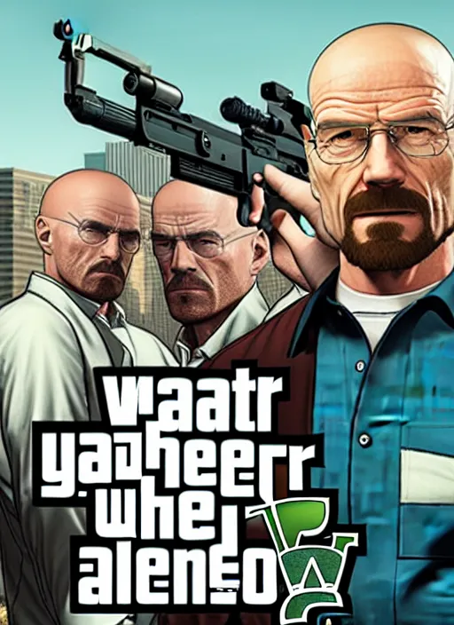 Image similar to walter white in gta 5 game poster