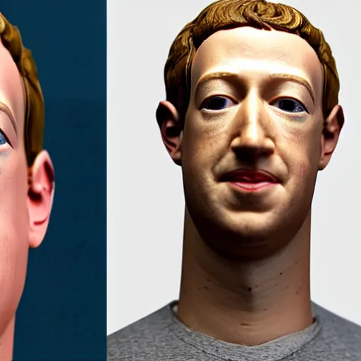 Image similar to eerie uncanny valley slightly melted wax sculpture of mark zuckerberg