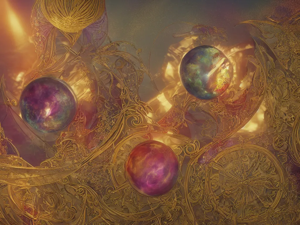 Image similar to the orb of time, sunlight study, art nouveau, by hans zatzka and ( ( ( ( lisa frank ) ) ) ), 8 k, sharp focus, octane render, ( ( ( ( kauai ) ) ) )
