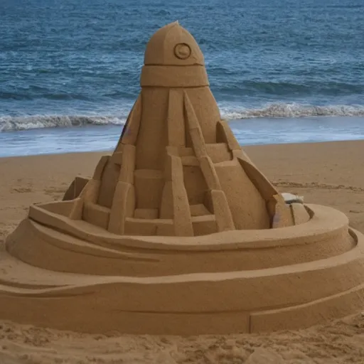 Image similar to a sand sculpture representing an explosion