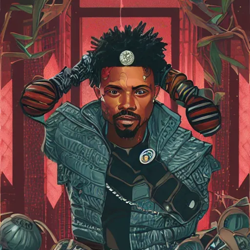 Image similar to a matte painting of killmonger, drip, diamonds shining, stylish, by sachin teng