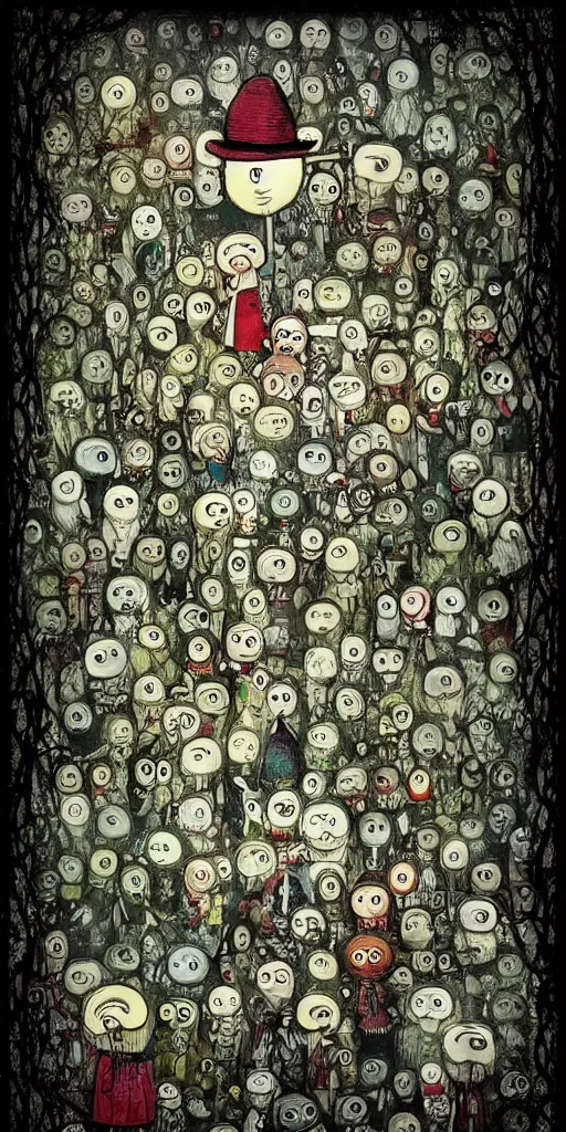 Image similar to eyeball scene by alexander jansson and where's waldo