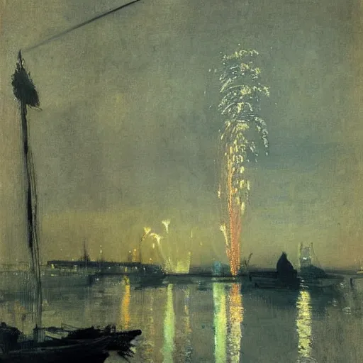 Image similar to fireworks over river by james macneill whistler