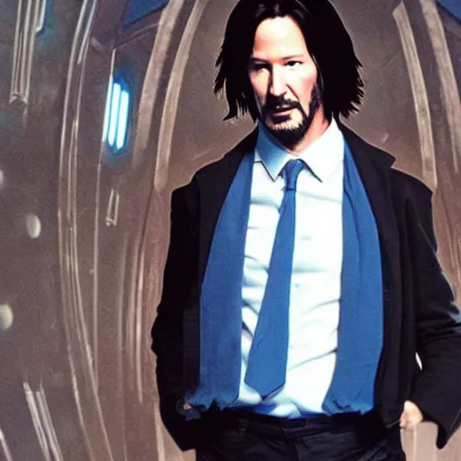 Image similar to Keanu reeves as eleventh doctor who