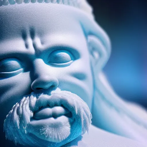 Image similar to an ice statue of a dwarf peacefully sleeping in his bead, stunning digital art high detail 4k octane