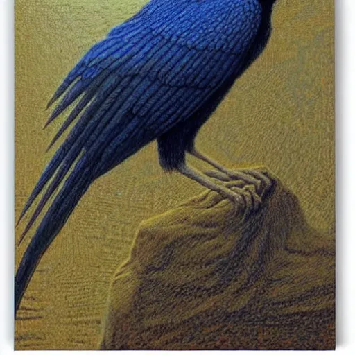 Image similar to a bird with hands, hyperrealism, no blur, 4 k resolution, ultra detailed, style of carlos schwabe