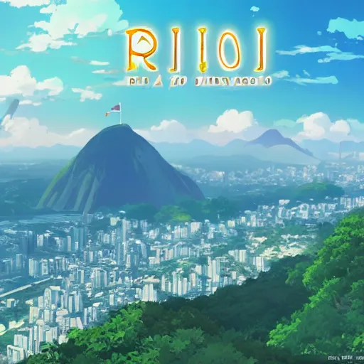 Image similar to rio de janeiro in an anime film, directed by makoto shinkai, art book