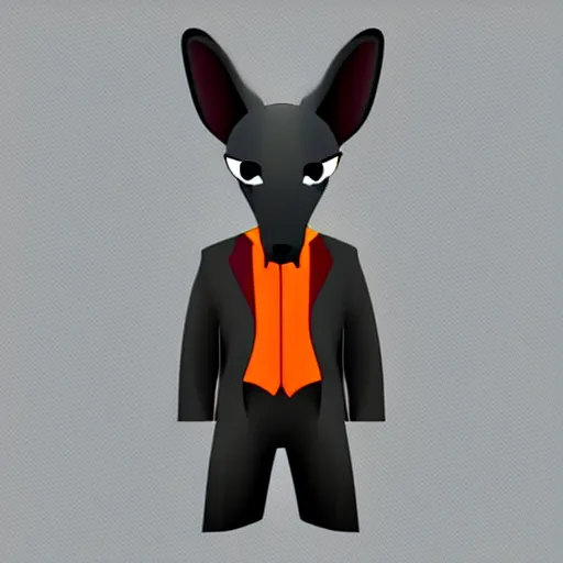 Image similar to spy kangaroo, in a strict suit, avatar image, digital art, minimalism