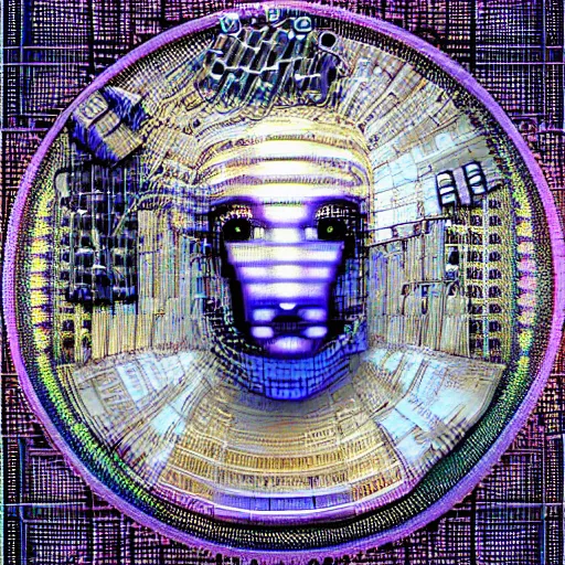 Image similar to god king of ai art, cpu gpu wafer, glitch art, notan, cyberwars by rene lalique, highly detailed, by william - adolphe bouguerea