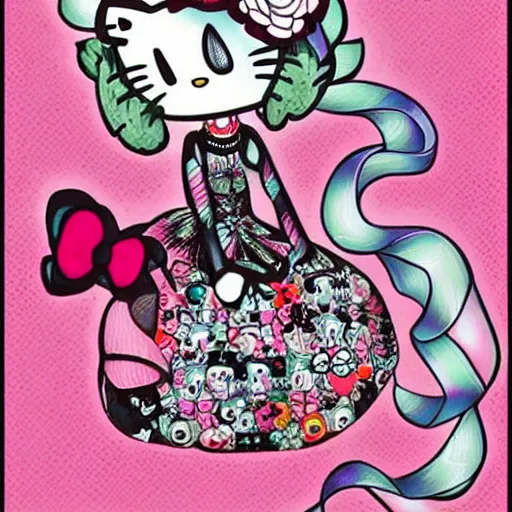 Prompt: Hello Kitty, artwork by Jasmine Becket-Griffith,