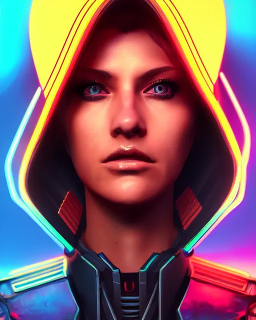 Prompt: portrait female commander shepard, cyberpunk futuristic neon, hyper detailed, digital art, trending in artstation, cinematic lighting, studio quality, smooth render, unreal engine 5 rendered, octane rendered, Illustrated, Perfect face, fine details, realistic shaded, fine-face, pretty face