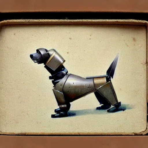 Image similar to (((((1950s robot box shaped k9 dog. muted colors.))))) by Jean-Baptiste Monge !!!!!!!!!!!!!!!!!!!!!!!!!!!