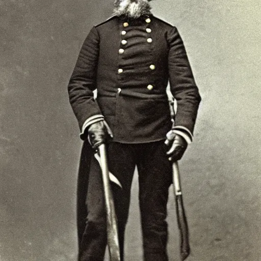 Image similar to Colorized 1878 photo of Colonel Hutic - a famous Union general who fought with a baseball bat and a scythe