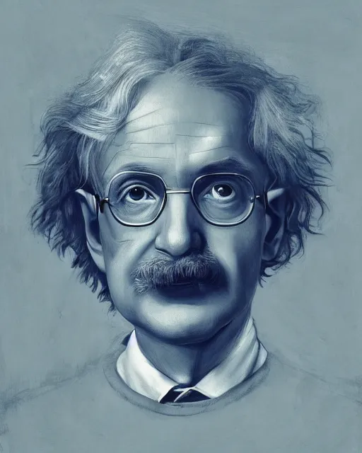 Image similar to Portrait Isaac Newton Stephen Hawking Albert Einstein by charlie bowater elina brotherus greg rutkowski Dan Witz paul klee jamie wyeth victo ngai