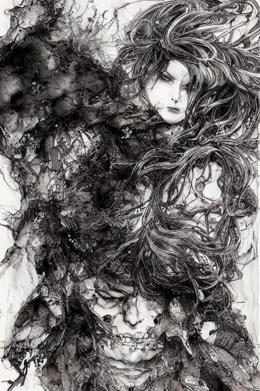 Image similar to the pieces of my heart shattered on the floor , pen and ink, intricate line drawings, by Yoshitaka Amano, Ruan Jia, Kentaro Miura, Artgerm, watercolor