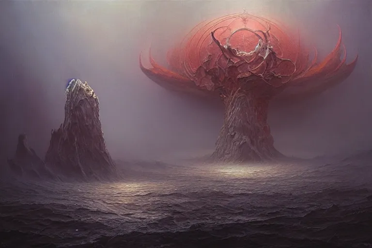 Prompt: maelstrom, gehenna, chaos, the world without form and void, amazing concept painting by Jessica Rossier and HR giger and Beksinski