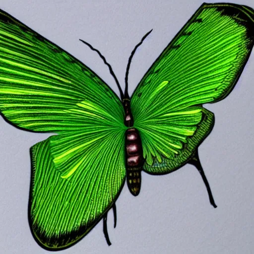 Image similar to a detailed portrait of a magic green moth, art illustration, incredibly highly detailed and realistic, 8 k, sharp focus