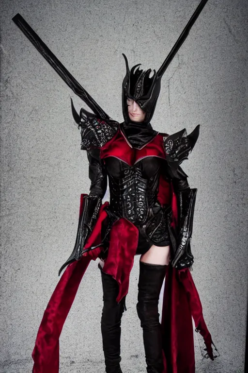 Image similar to photo of beautiful armored vampire by Lindsay Adler