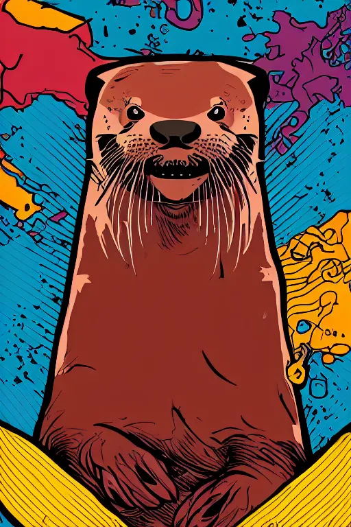 Image similar to in the style of max prentis and deathburger and laurie greasley a vector e-sports vector logo of a otter, highly detailed, colourful, 8k wallpaper