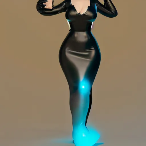 Image similar to an elegant curvy feminine pale goth cutie wearing an elaborate tight latex-nylon-leather white-cyan-gold tube gown, thin waist, cgsociety, photorealistic, sublime comforting ambience, 16k, smooth, sharp focus, trending on ArtStation, volumetric lighting, worksafe