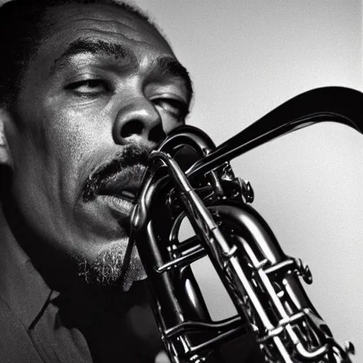 Image similar to eric dolphy on alto saxaphone. black and white high contrast