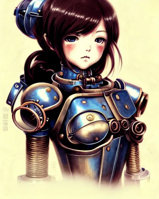 Image similar to portrait Anime Girl in mechanical armor steampunk cute-fine-face, pretty face, realistic shaded Perfect face, fine details. Anime. Bioshock steampunk realistic shaded lighting by katsuhiro otomo ghost-in-the-shell, magali villeneuve, artgerm, rutkowski Jeremy Lipkin and Giuseppe Dangelico Pino and Michael Garmash and Rob Rey