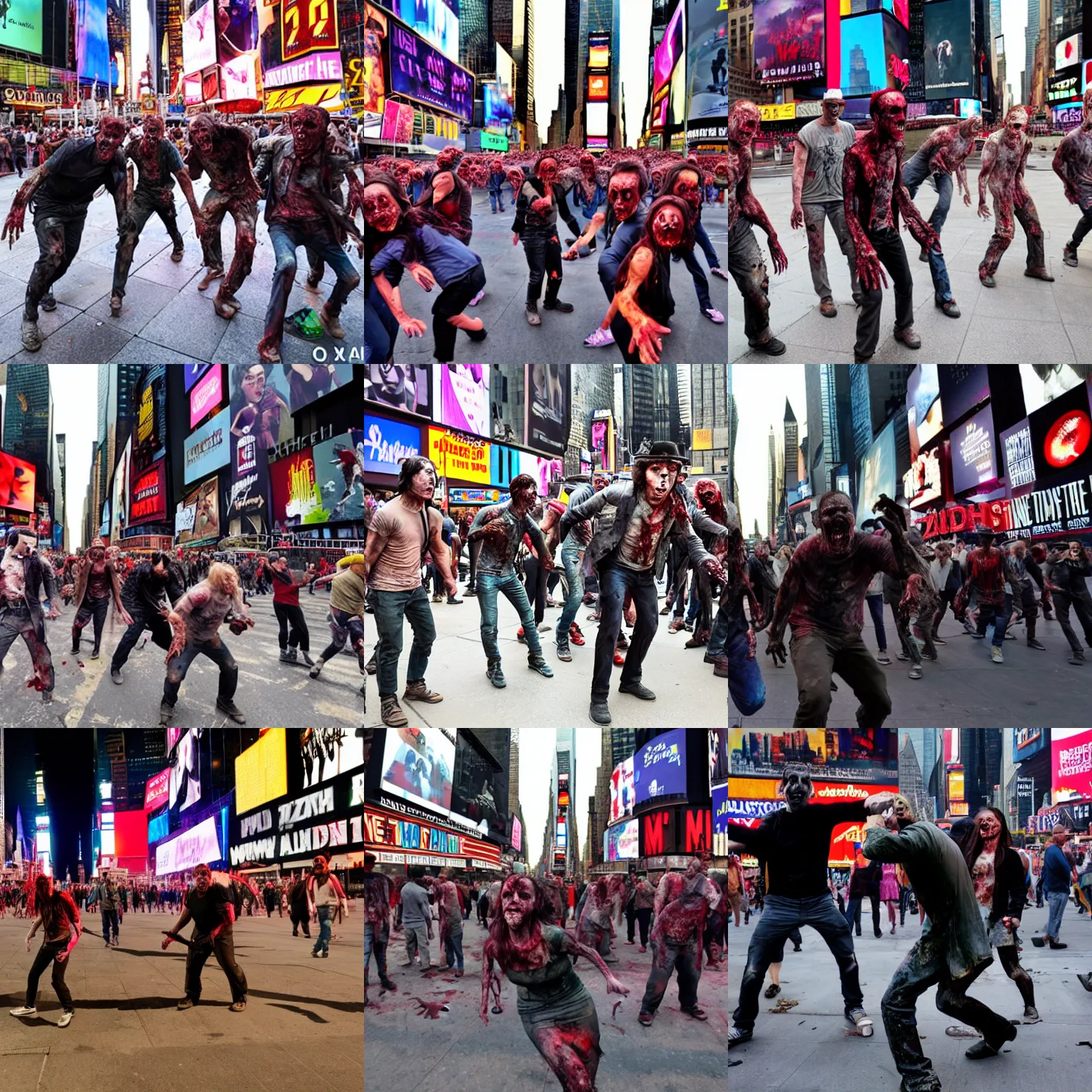 Prompt: zombies in time square